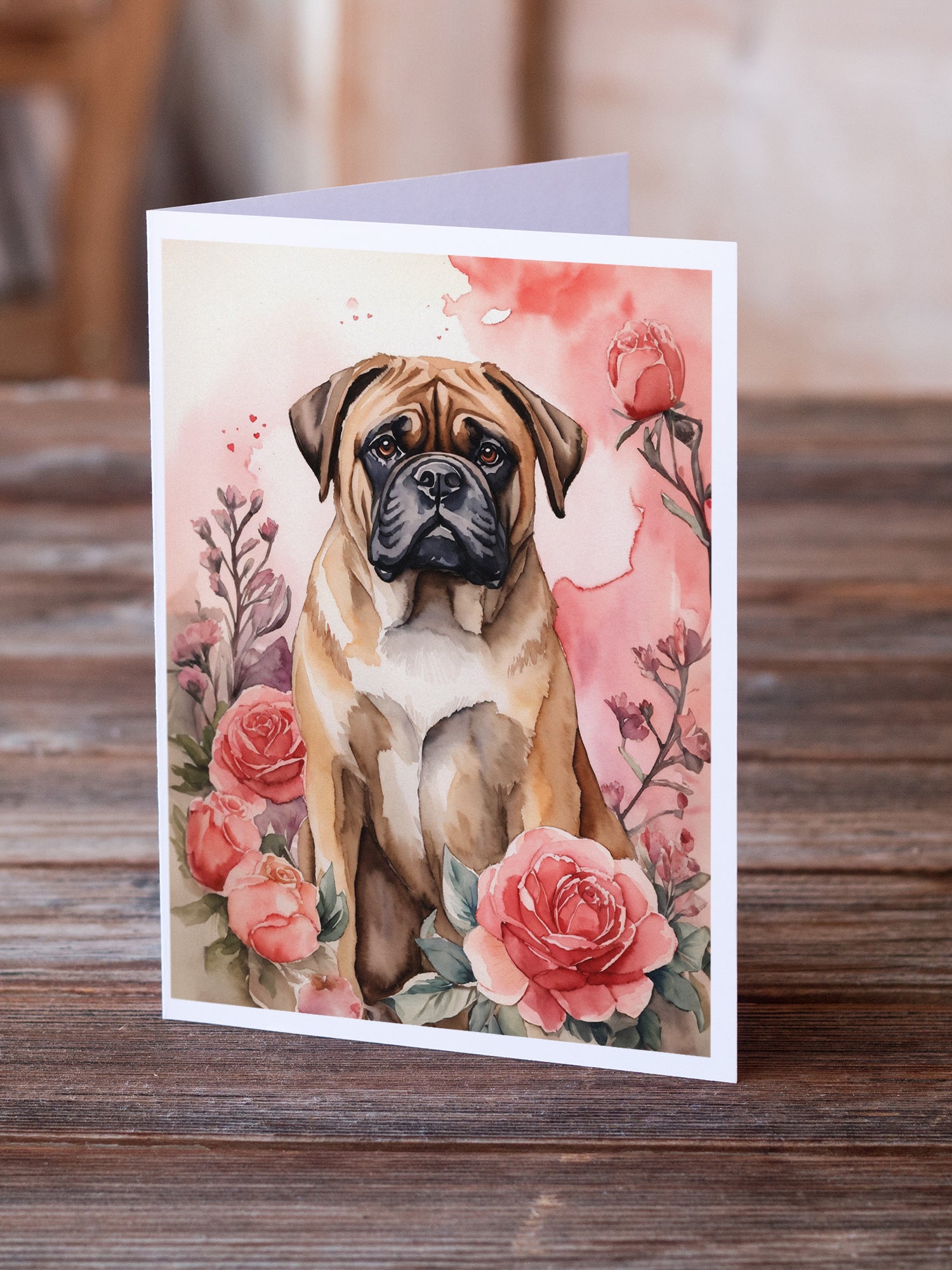 Buy this Bullmastiff Valentine Roses Greeting Cards Pack of 8