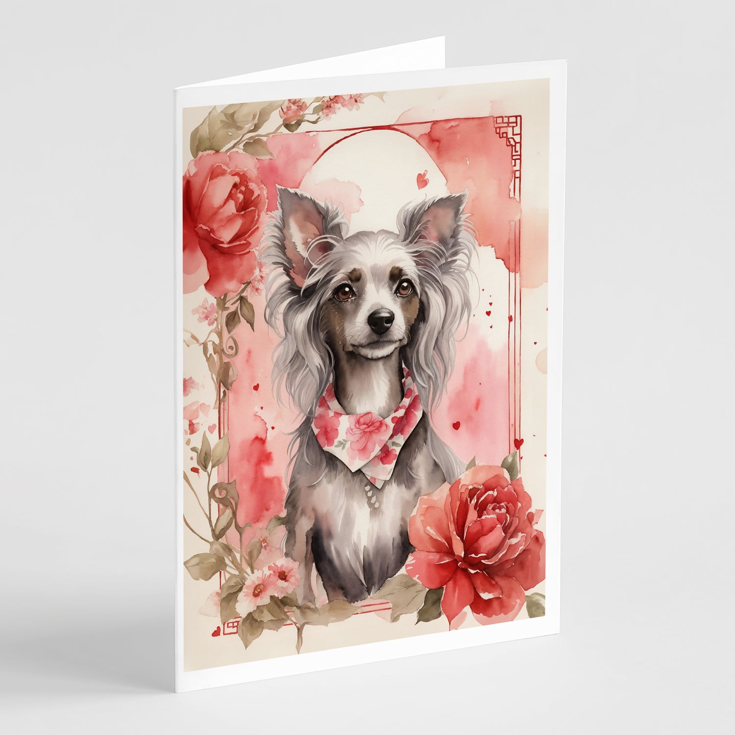 Buy this Chinese Crested Valentine Roses Greeting Cards Pack of 8