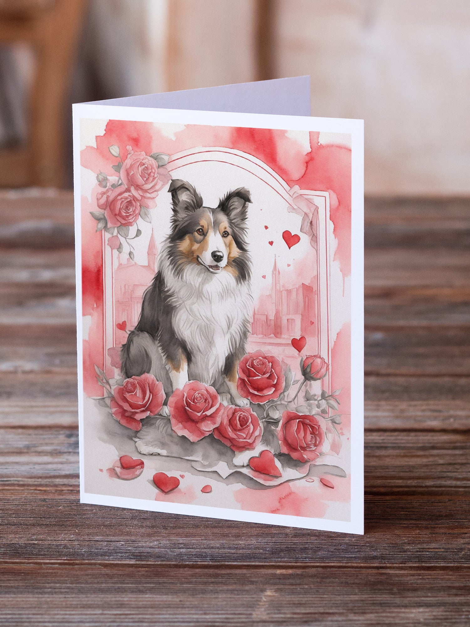 Buy this Collie Valentine Roses Greeting Cards Pack of 8
