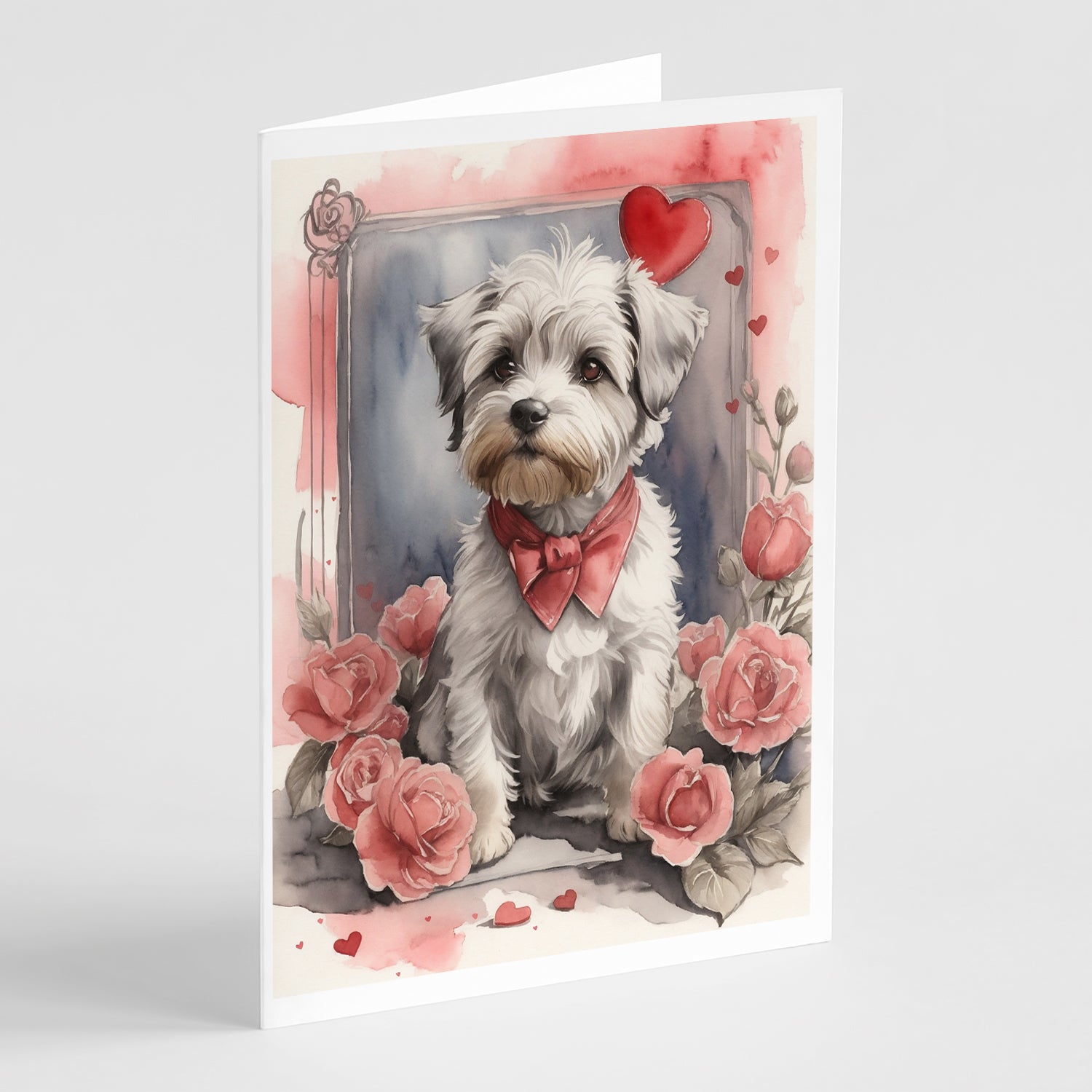 Buy this Dandie Dinmont Terrier Valentine Roses Greeting Cards Pack of 8