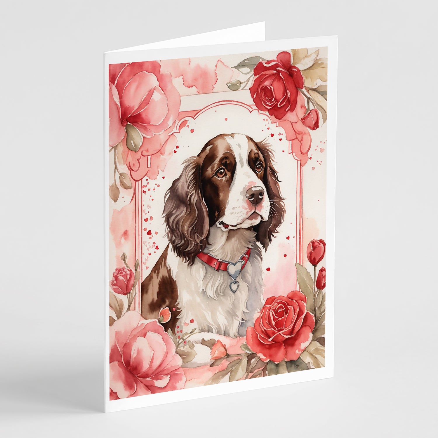 Buy this English Springer Spaniel Valentine Roses Greeting Cards Pack of 8