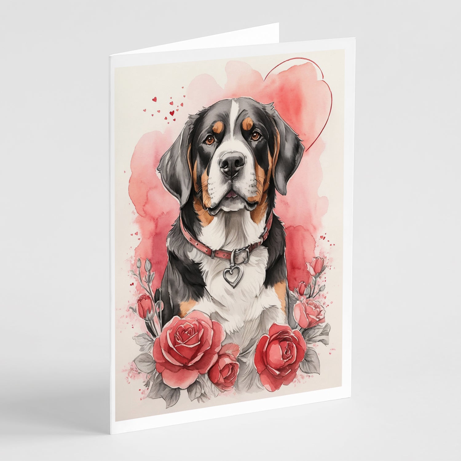Buy this Greater Swiss Mountain Dog Valentine Roses Greeting Cards Pack of 8