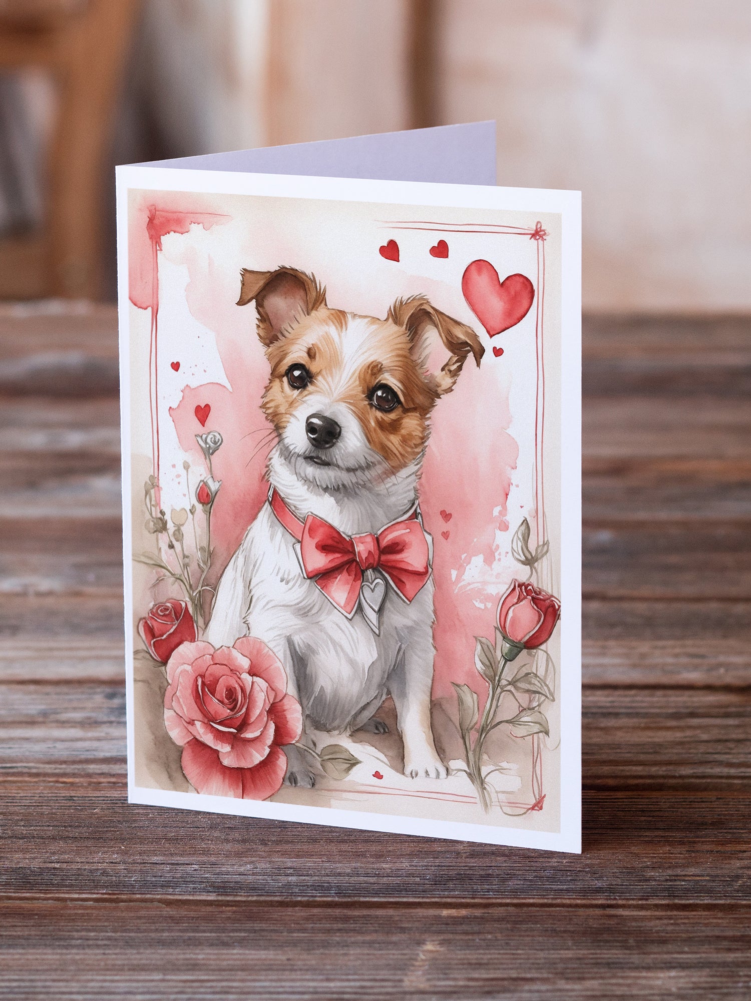 Buy this Jack Russell Terrier Valentine Roses Greeting Cards Pack of 8
