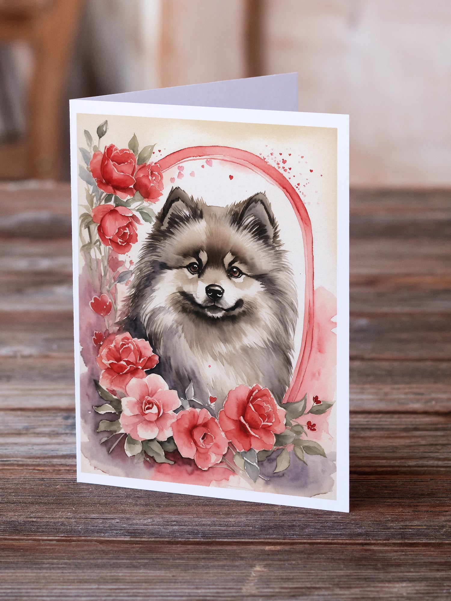 Buy this Keeshond Valentine Roses Greeting Cards Pack of 8