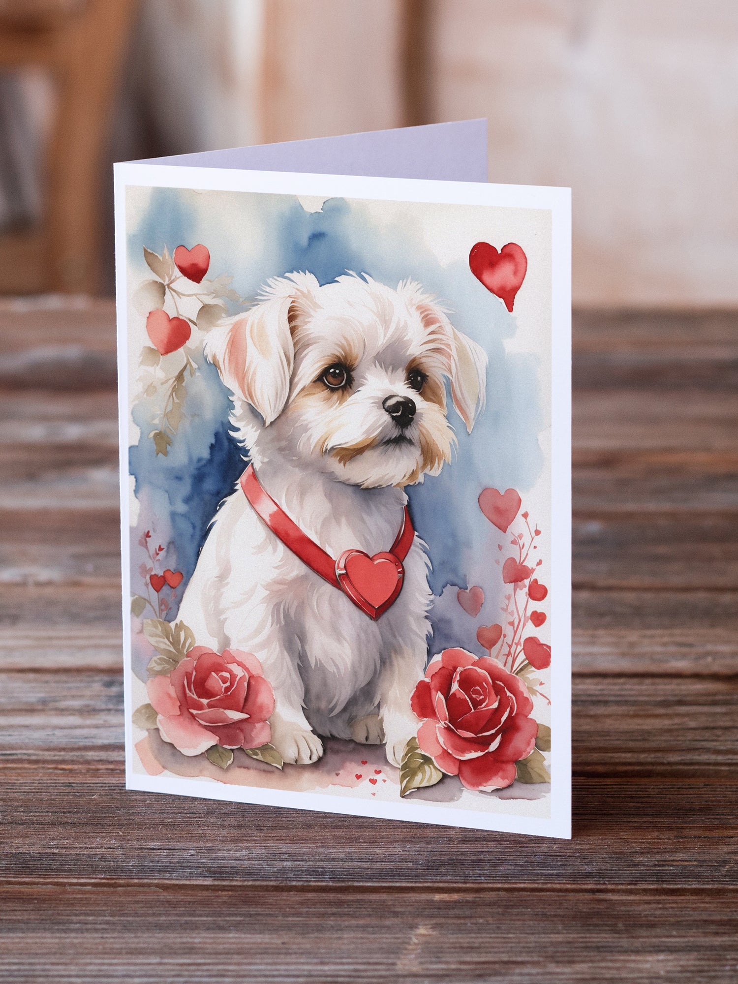 Buy this Maltese Valentine Roses Greeting Cards Pack of 8