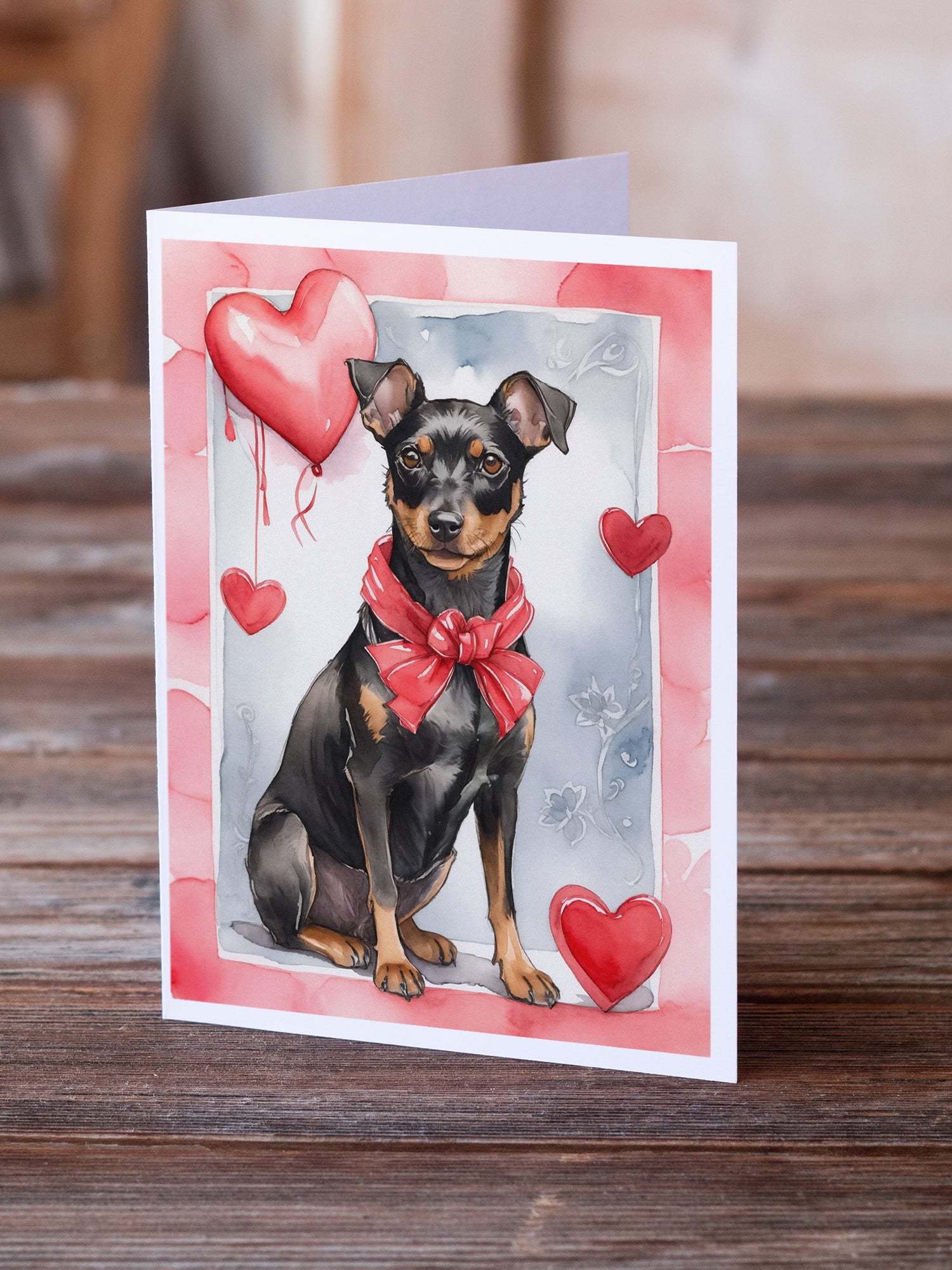 Buy this Manchester Terrier Valentine Roses Greeting Cards Pack of 8
