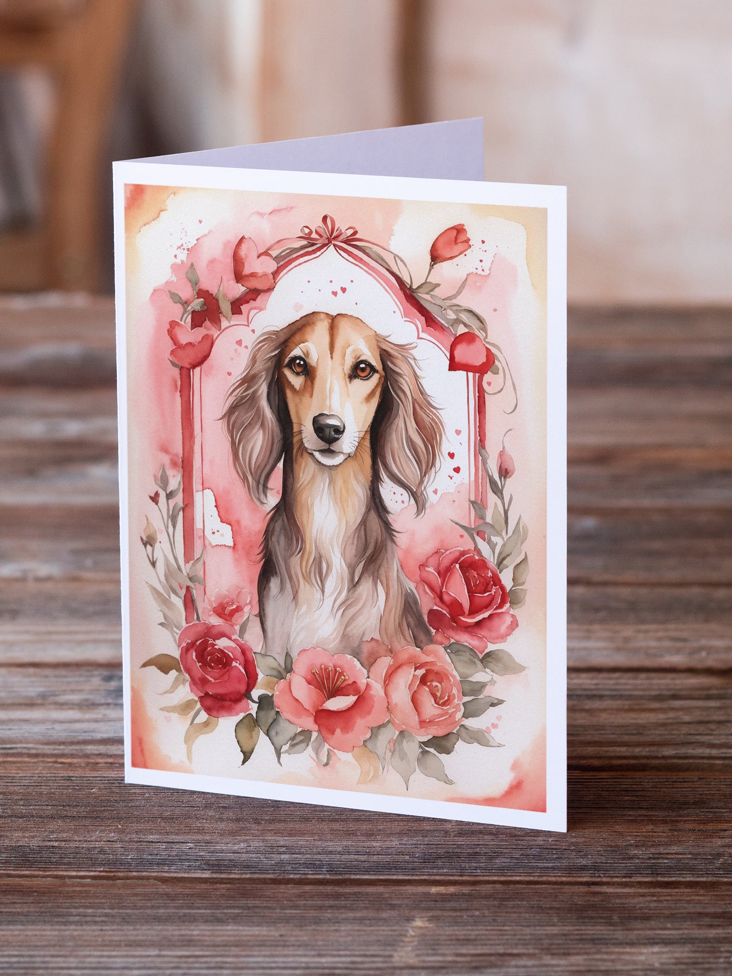 Buy this Saluki Valentine Roses Greeting Cards Pack of 8