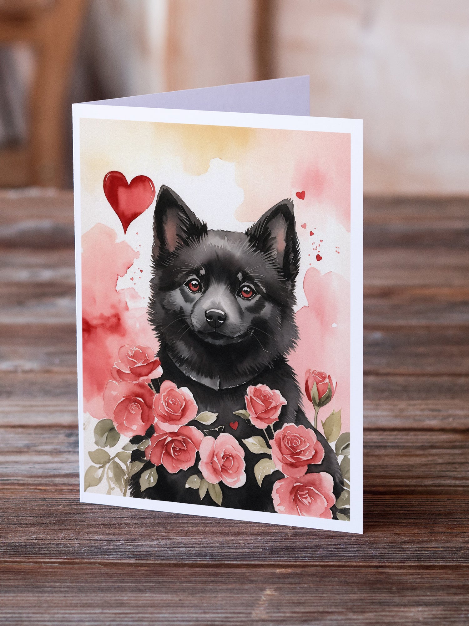 Buy this Schipperke Valentine Roses Greeting Cards Pack of 8