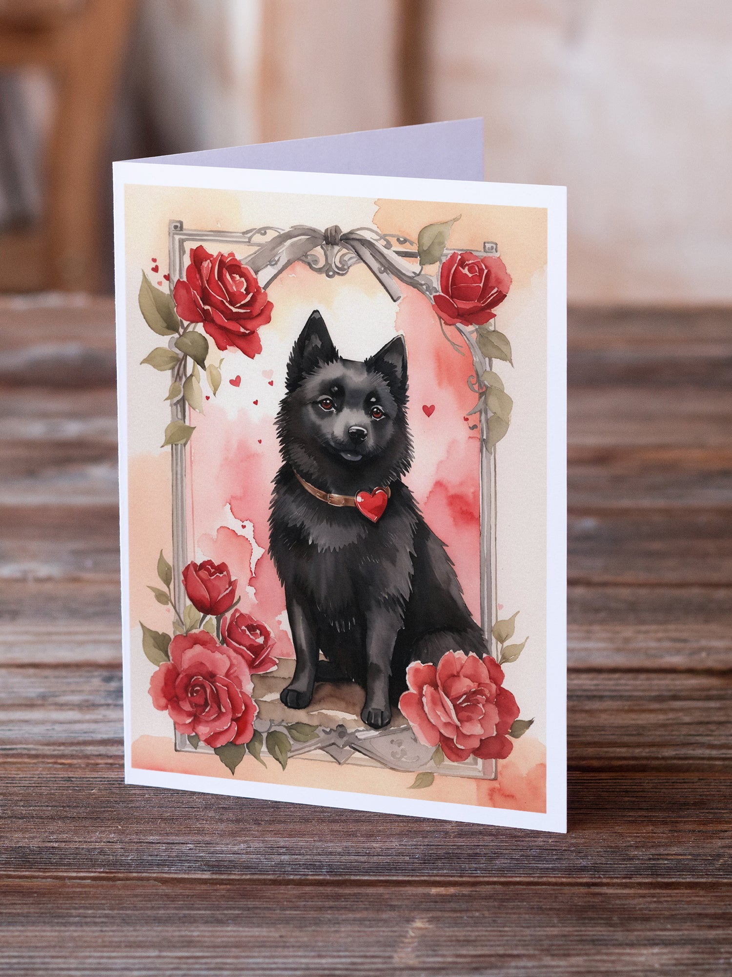 Buy this Schipperke Valentine Roses Greeting Cards Pack of 8