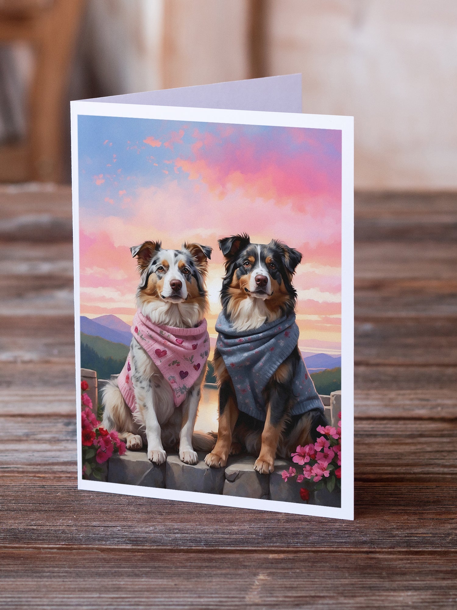 Buy this Australian Shepherd Two Hearts Greeting Cards Pack of 8