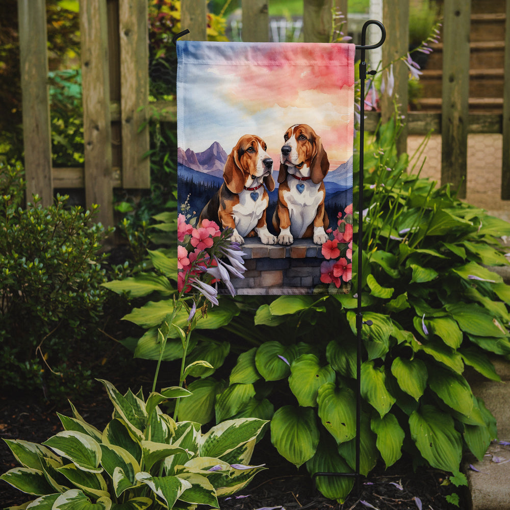 Buy this Basset Hound Two Hearts Garden Flag