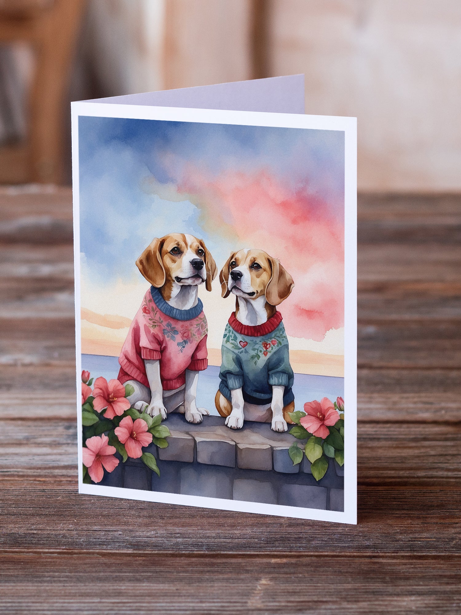 Buy this Beagle Two Hearts Greeting Cards Pack of 8