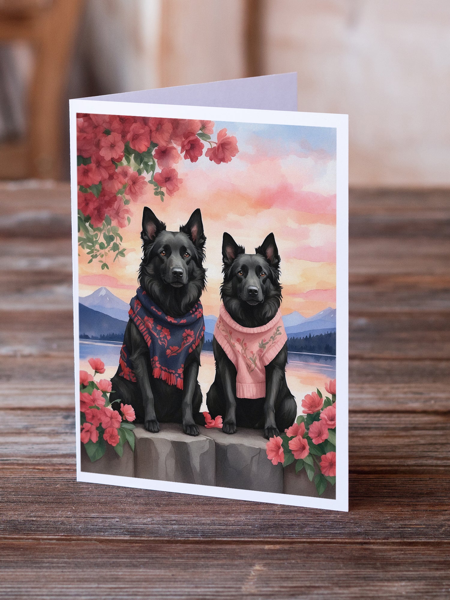 Buy this Belgian Sheepdog Two Hearts Greeting Cards Pack of 8