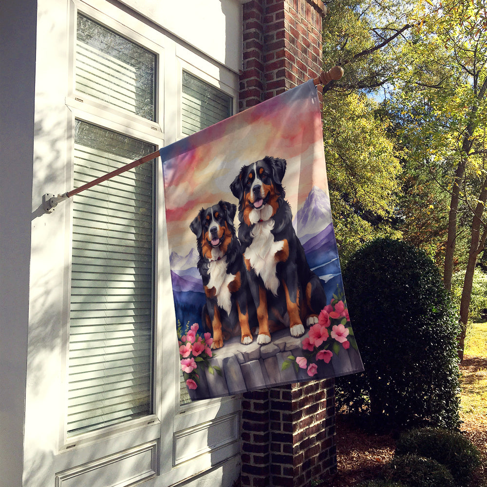 Buy this Bernese Mountain Dog Two Hearts House Flag