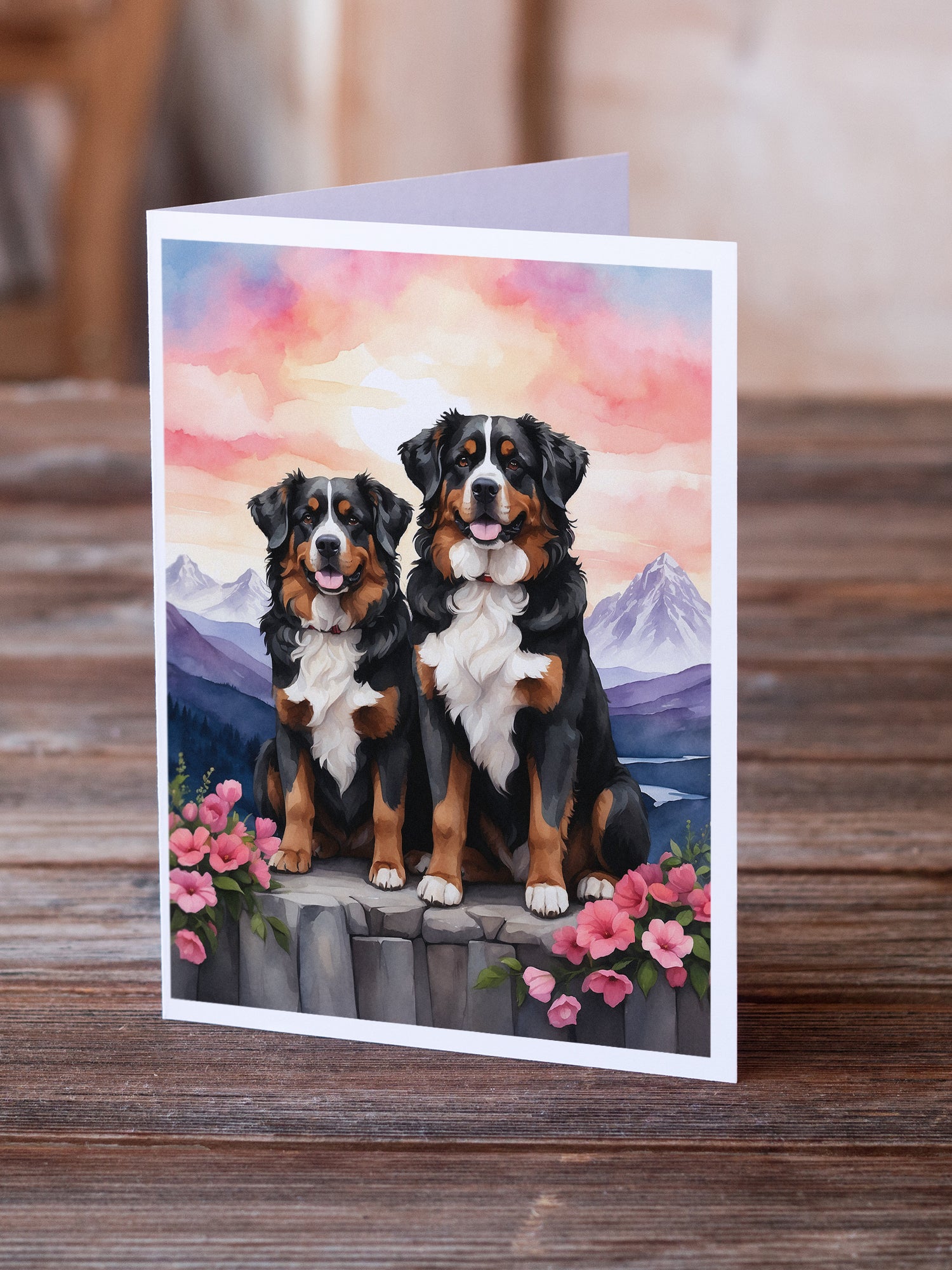 Buy this Bernese Mountain Dog Two Hearts Greeting Cards Pack of 8