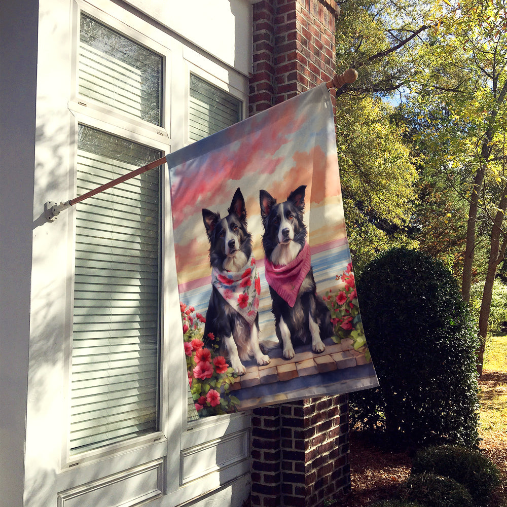 Buy this Border Collie Two Hearts House Flag