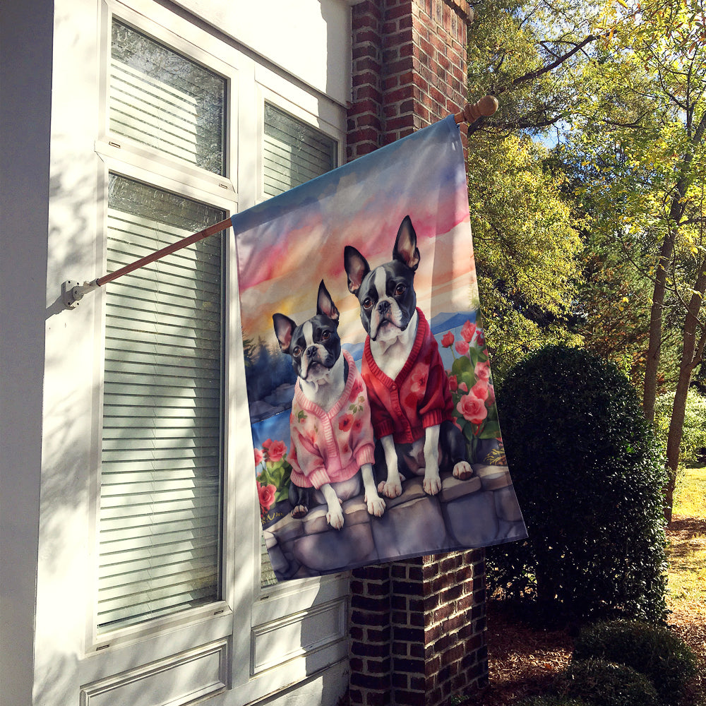 Buy this Boston Terrier Two Hearts House Flag