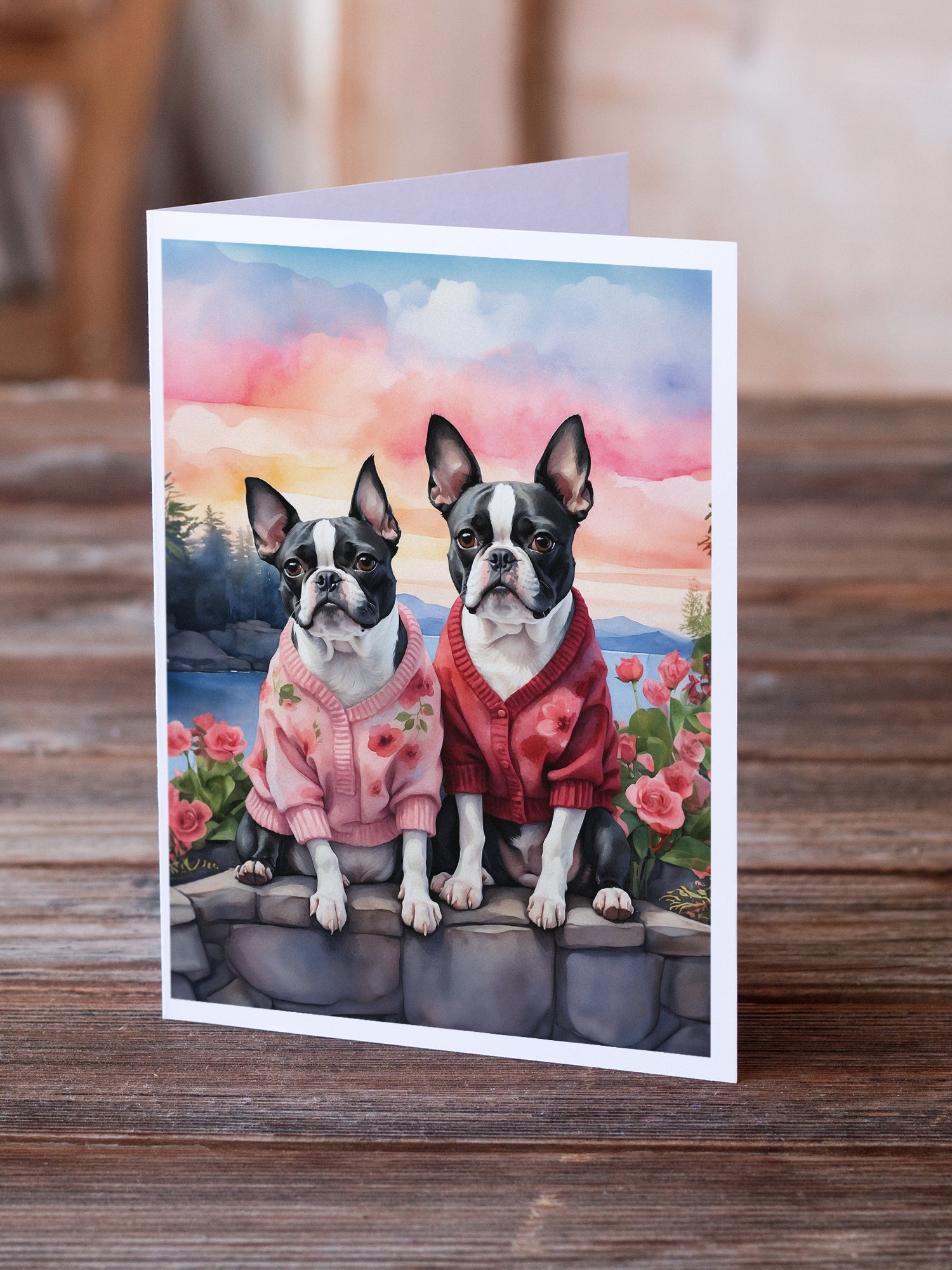 Buy this Boston Terrier Two Hearts Greeting Cards Pack of 8