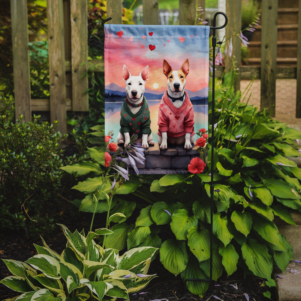 Bull Terrier Two Hearts Garden Flag