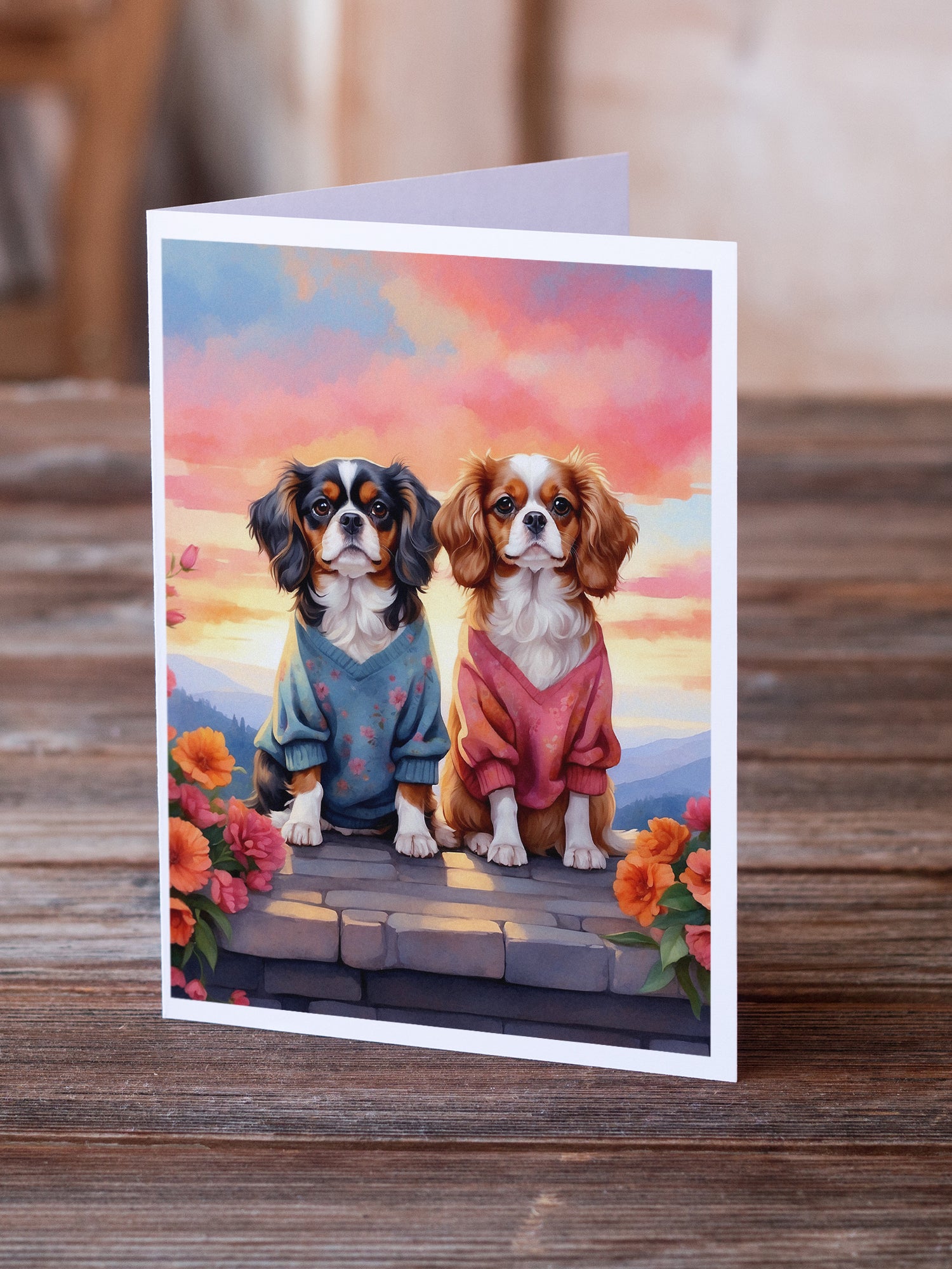 Buy this Cavalier Spaniel Two Hearts Greeting Cards Pack of 8
