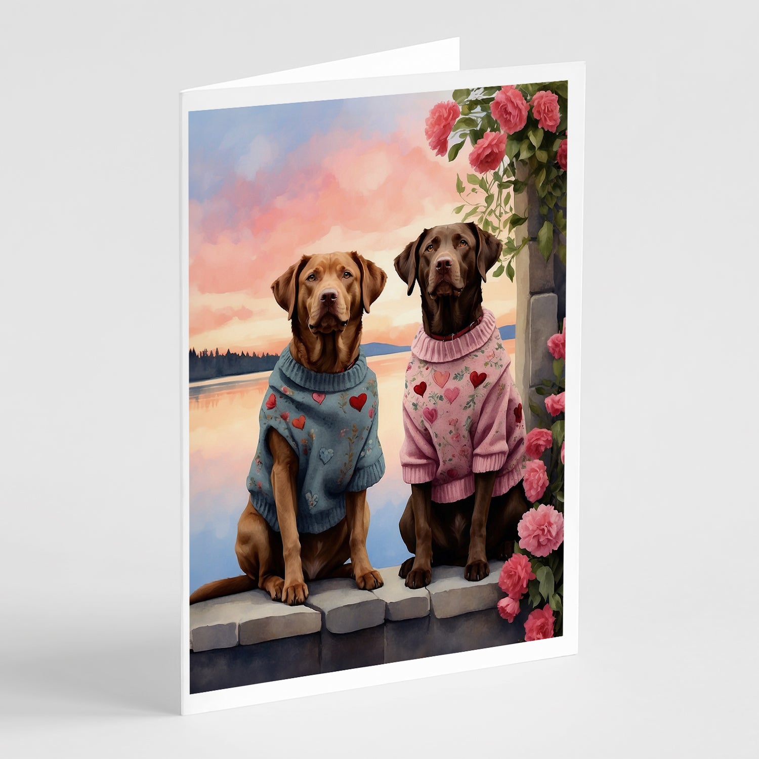 Buy this Chesapeake Bay Retriever Two Hearts Greeting Cards Pack of 8