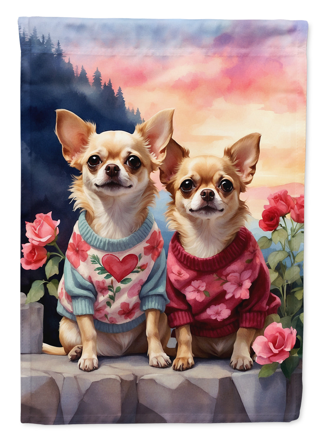 Buy this Chihuahua Two Hearts House Flag