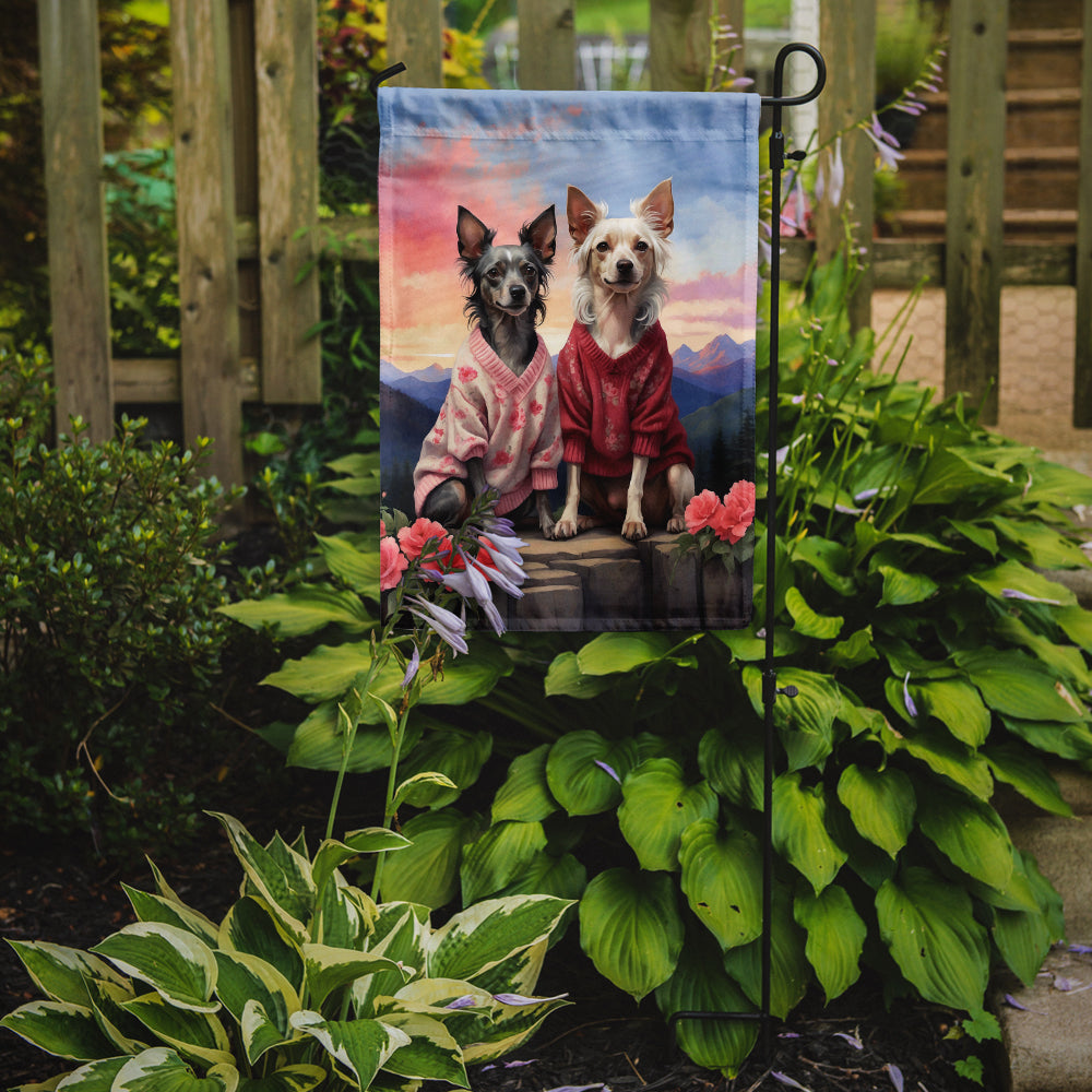 Buy this Chinese Crested Two Hearts Garden Flag