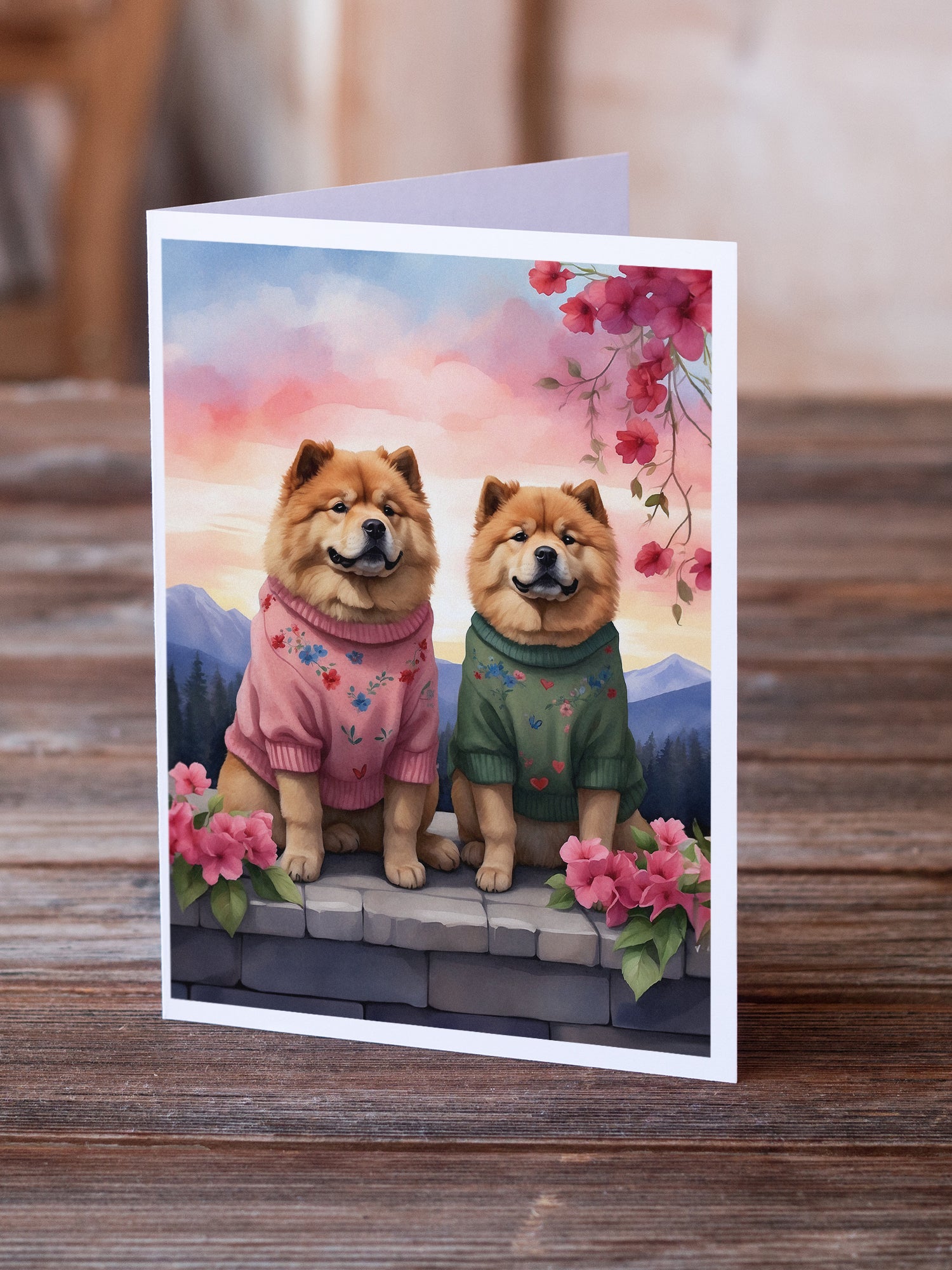 Buy this Chow Chow Two Hearts Greeting Cards Pack of 8