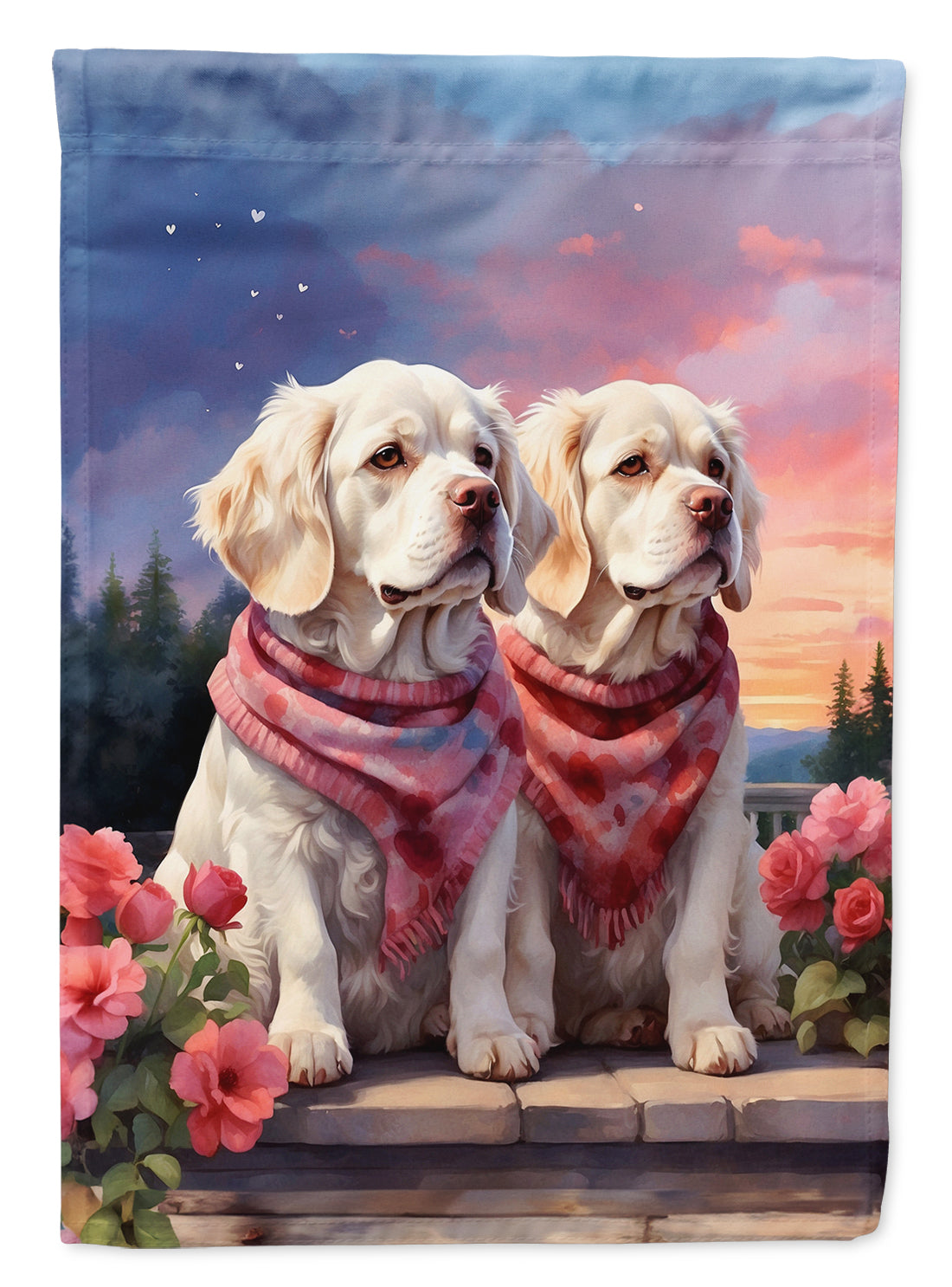 Buy this Clumber Spaniel Two Hearts House Flag