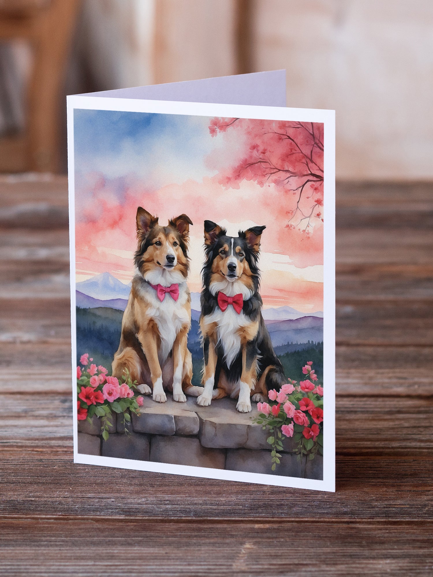Buy this Collie Two Hearts Greeting Cards Pack of 8