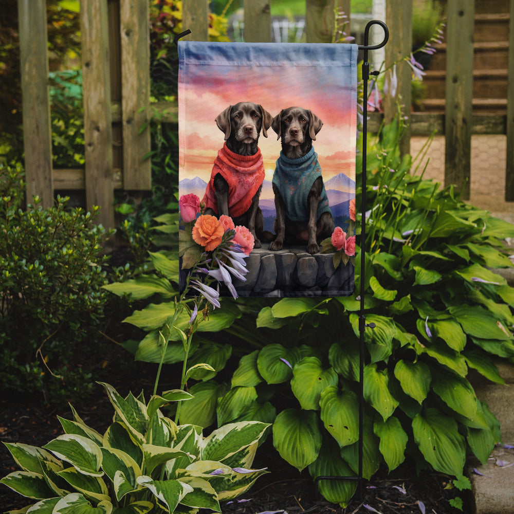 Buy this German Wirehaired Pointer Two Hearts Garden Flag