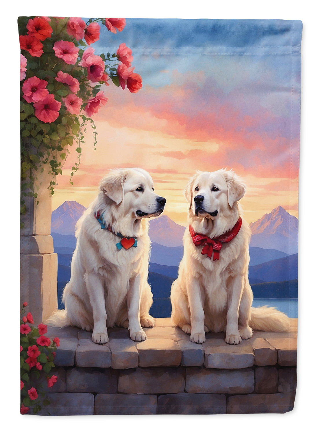 Buy this Great Pyrenees Two Hearts House Flag
