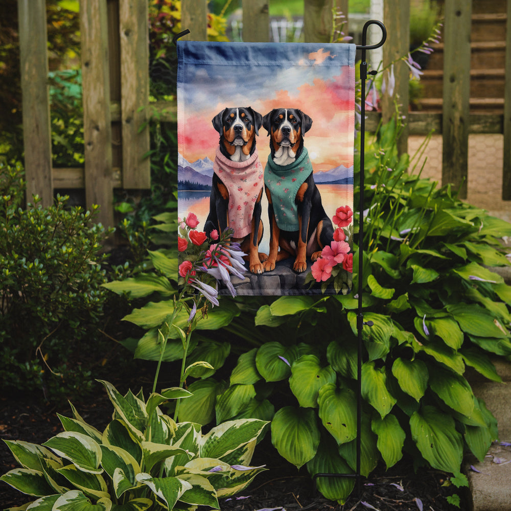 Buy this Greater Swiss Mountain Dog Two Hearts Garden Flag