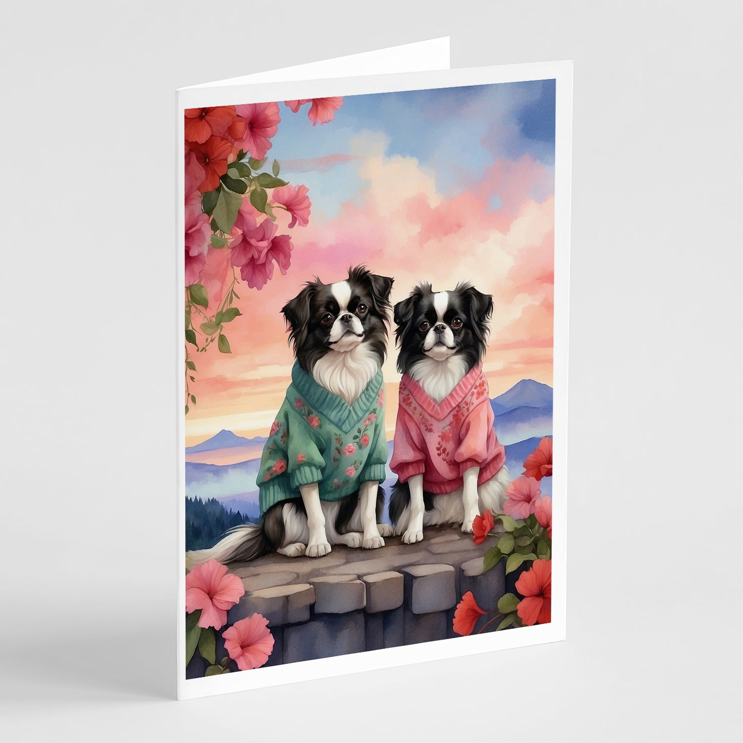 Buy this Japanese Chin Two Hearts Greeting Cards Pack of 8