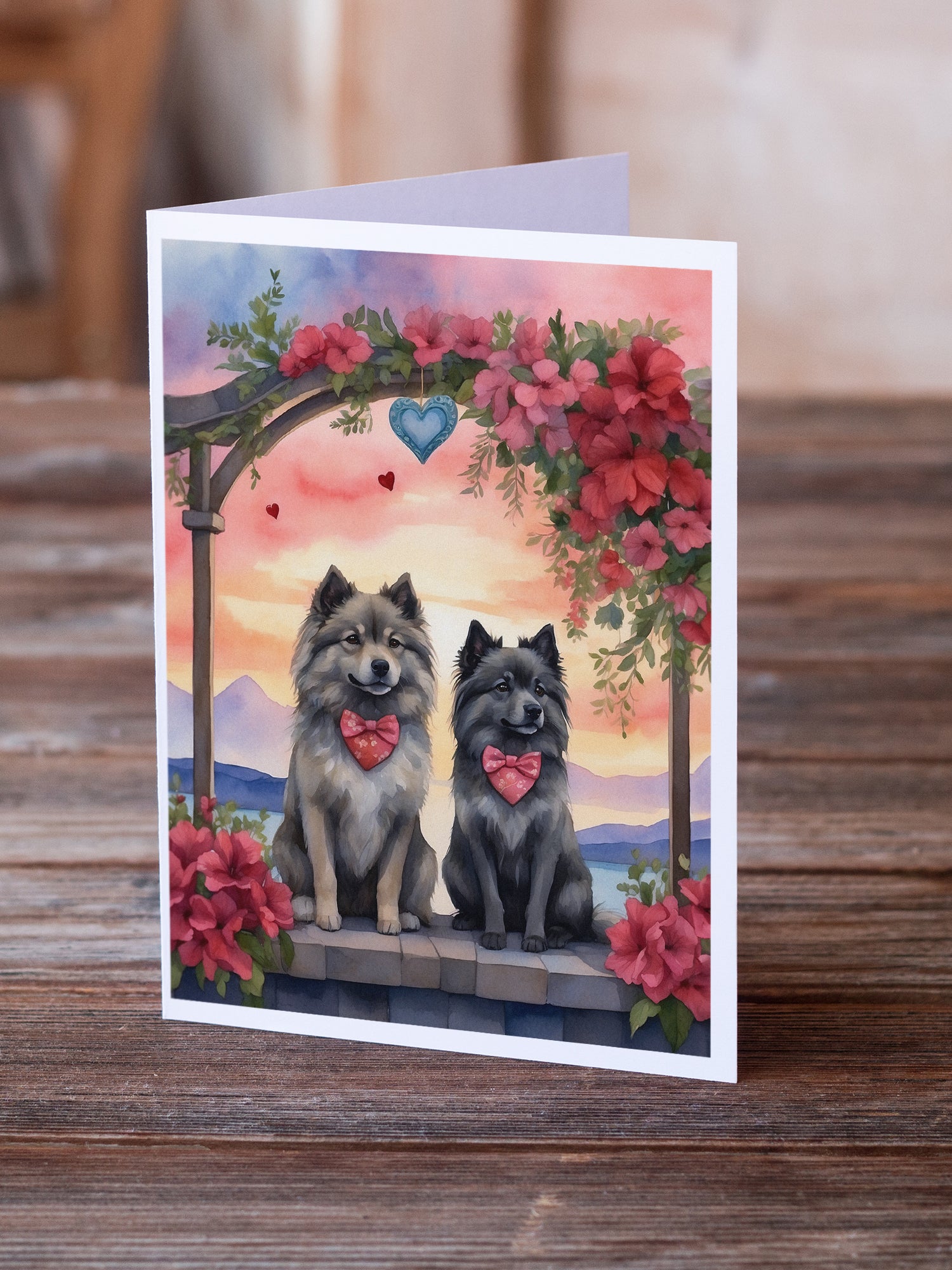 Buy this Keeshond Two Hearts Greeting Cards Pack of 8