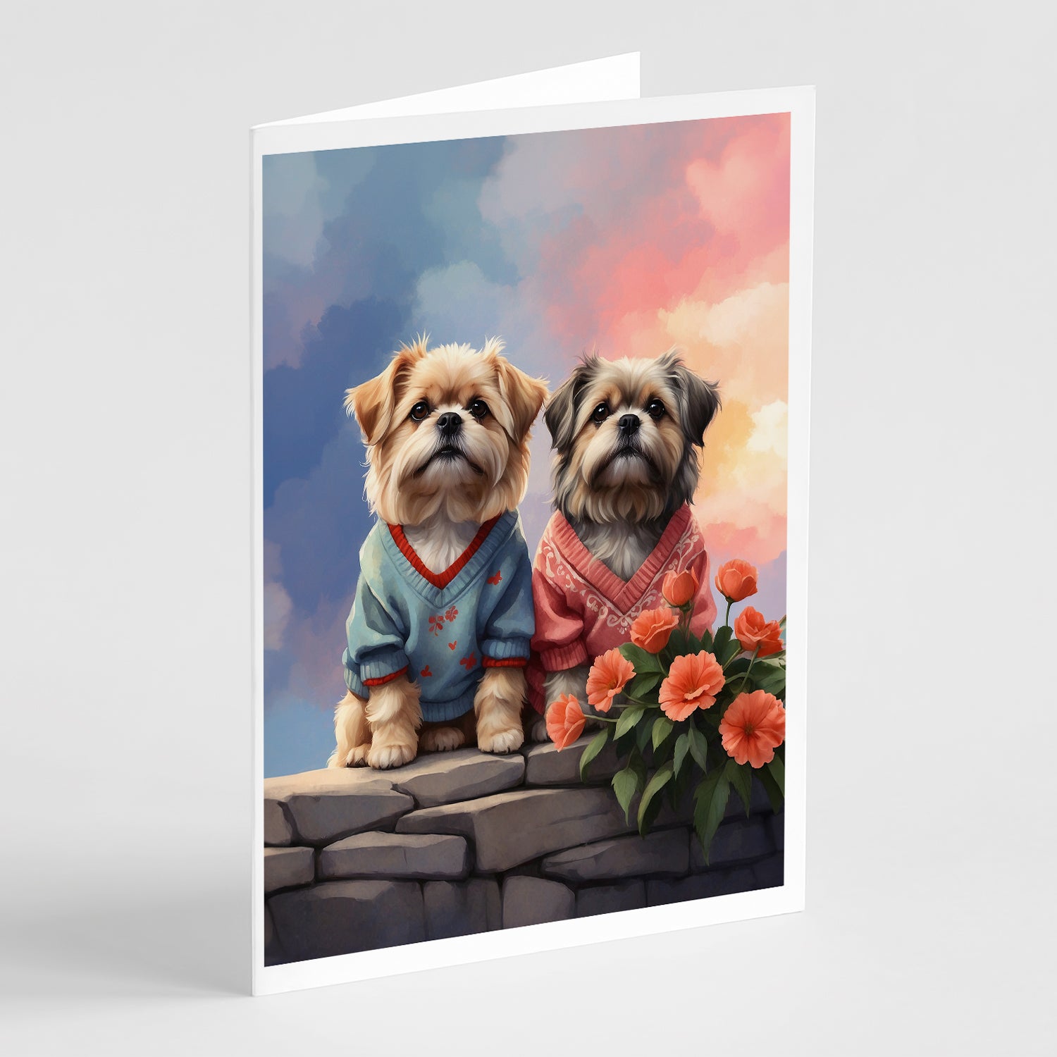 Buy this Lhasa Apso Two Hearts Greeting Cards Pack of 8