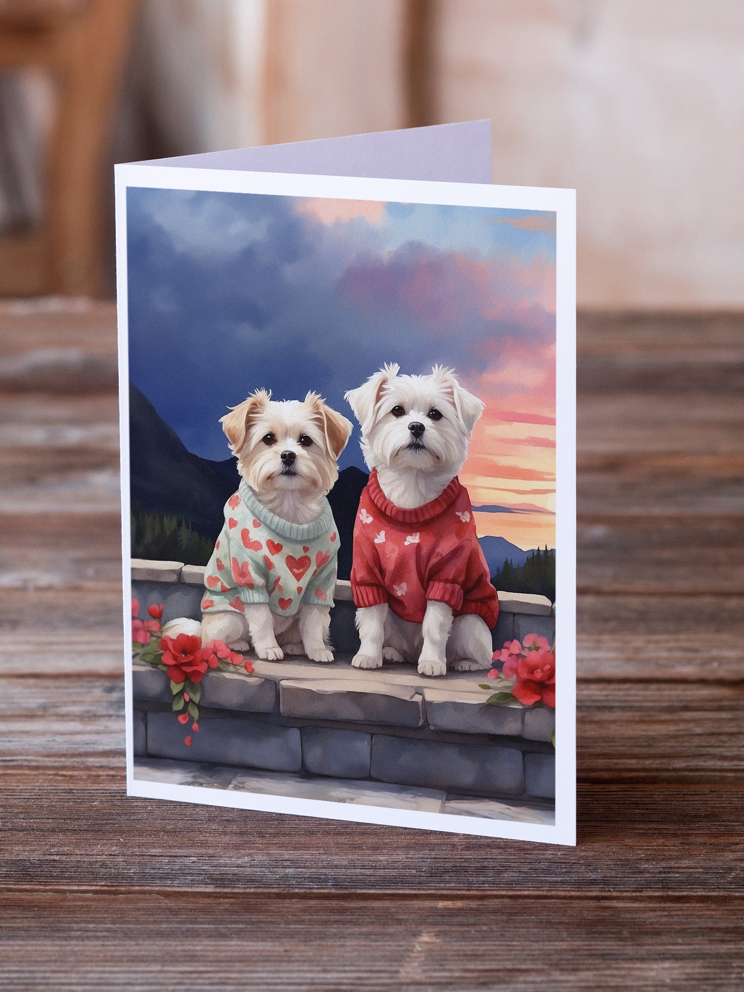 Buy this Maltese Two Hearts Greeting Cards Pack of 8