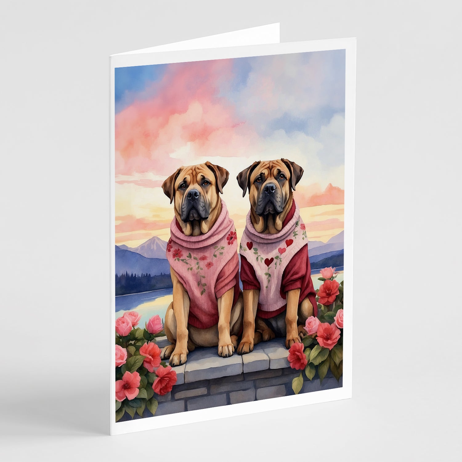 Buy this Mastiff Two Hearts Greeting Cards Pack of 8