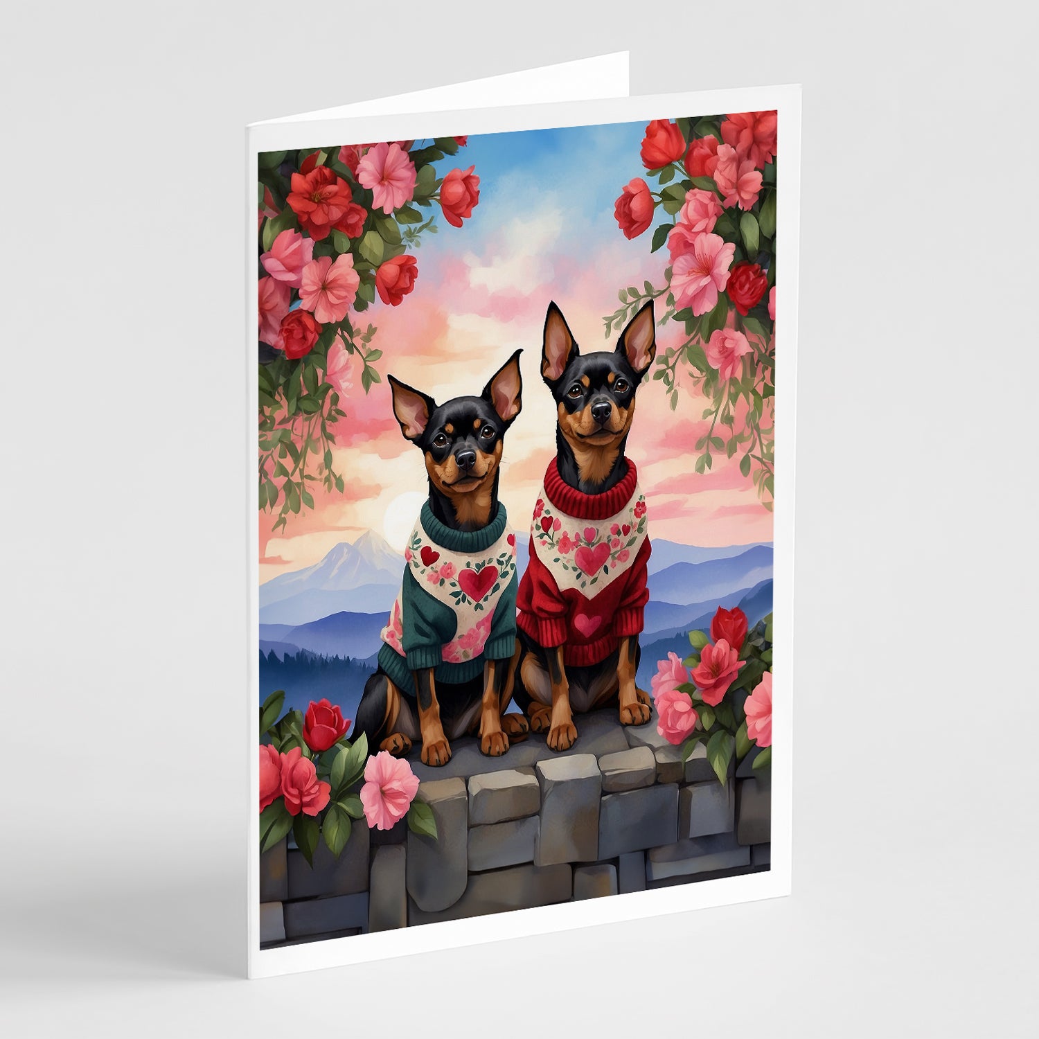Buy this Miniature Pinscher Two Hearts Greeting Cards Pack of 8