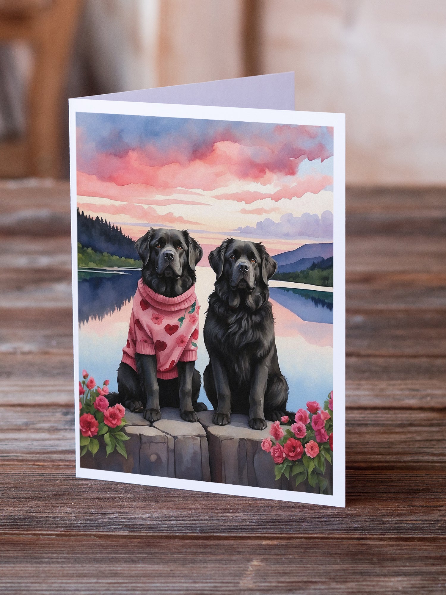 Newfoundland Two Hearts Greeting Cards Pack of 8