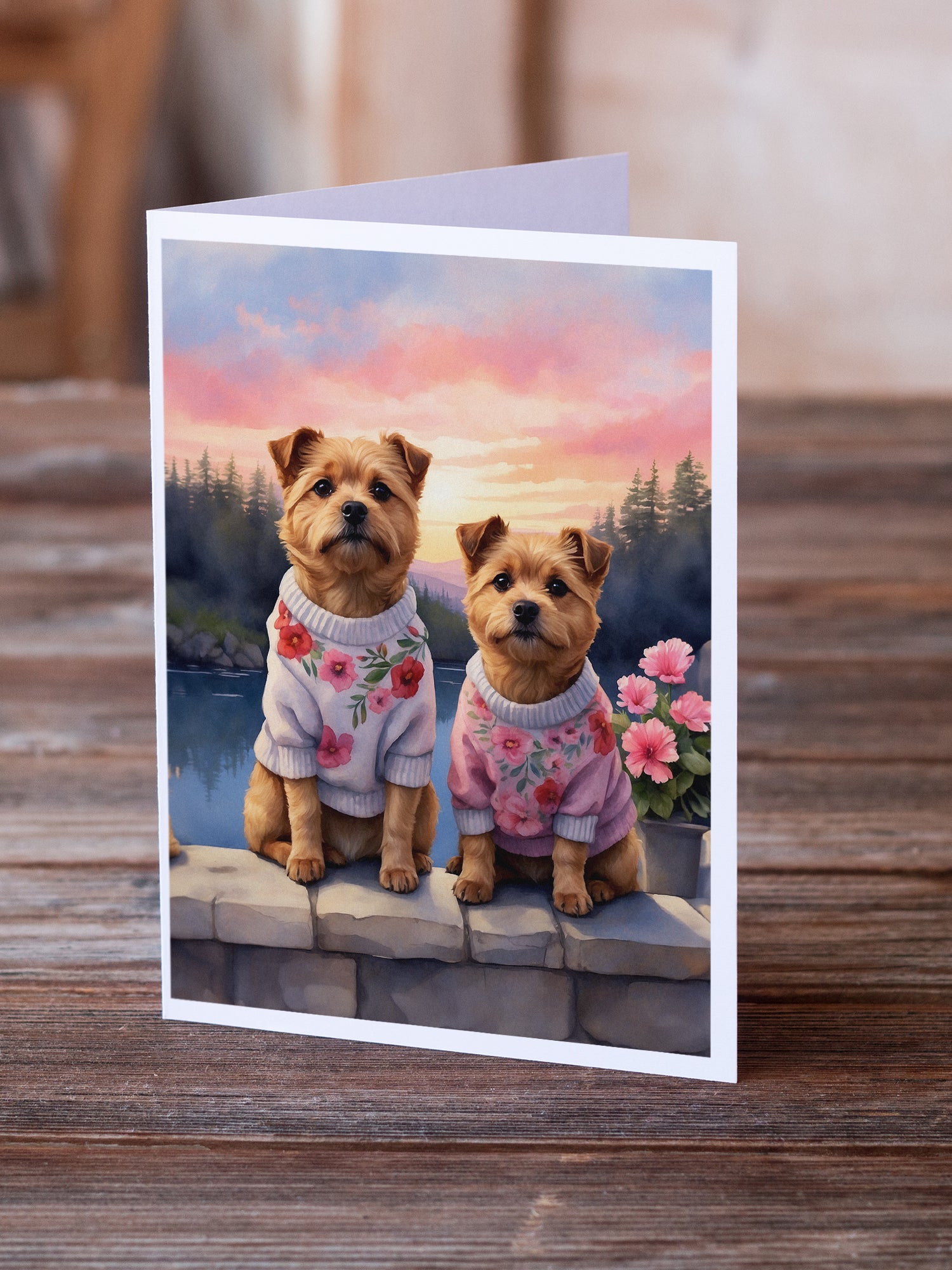 Buy this Norfolk Terrier Two Hearts Greeting Cards Pack of 8