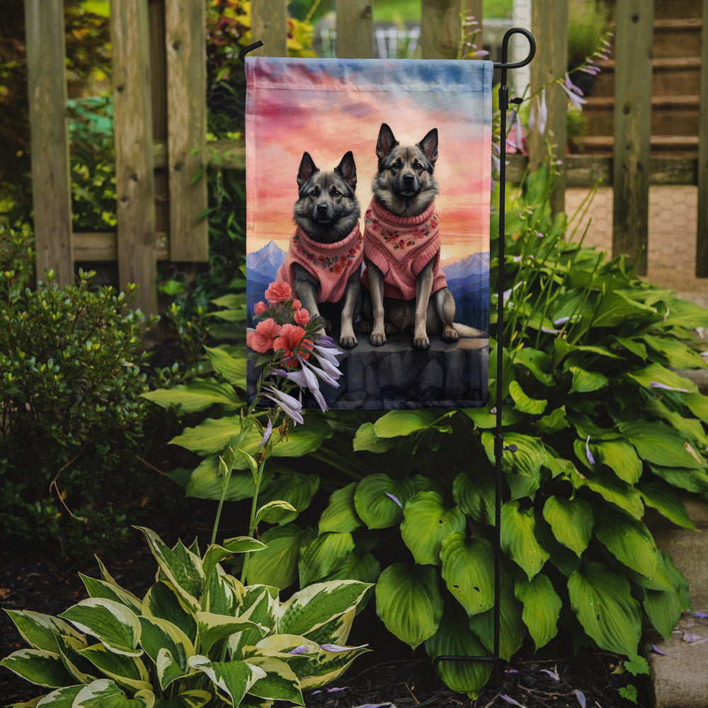 Buy this Norwegian Elkhound Two Hearts Garden Flag