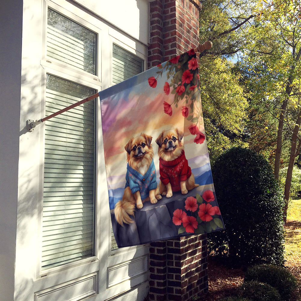Buy this Pekingese Two Hearts House Flag