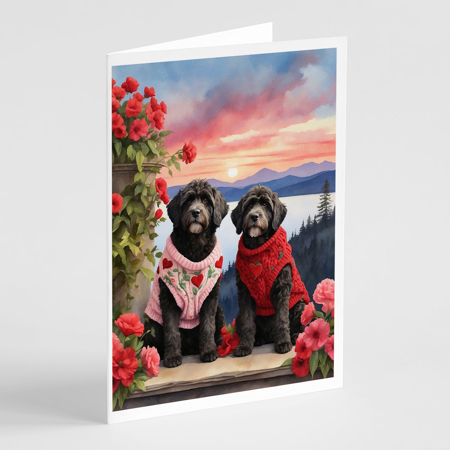 Buy this Portuguese Water Dog Two Hearts Greeting Cards Pack of 8