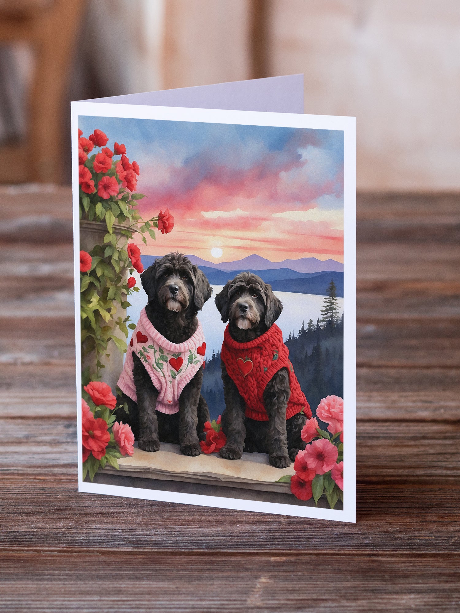 Buy this Portuguese Water Dog Two Hearts Greeting Cards Pack of 8