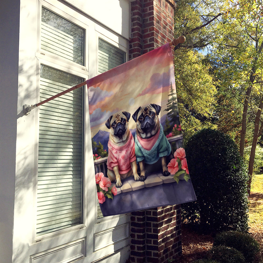 Buy this Pug Two Hearts House Flag