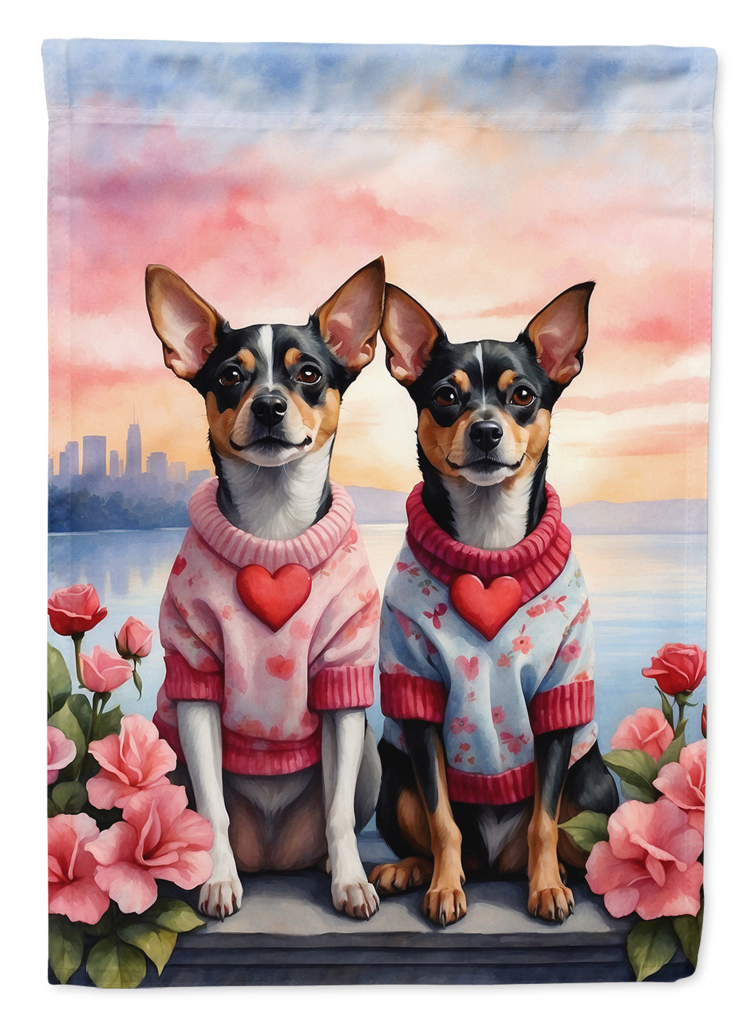 Buy this Rat Terrier Two Hearts House Flag
