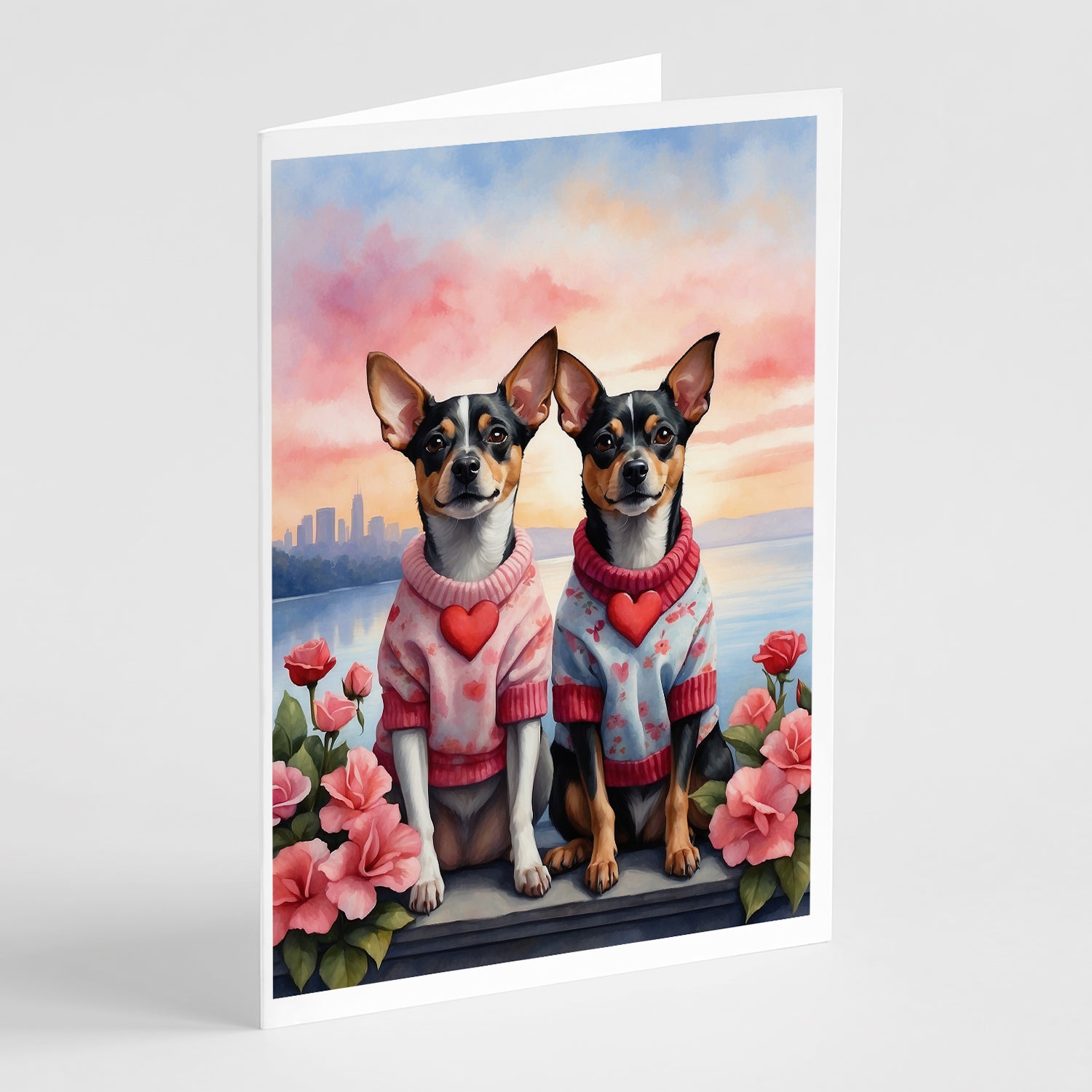 Buy this Rat Terrier Two Hearts Greeting Cards Pack of 8