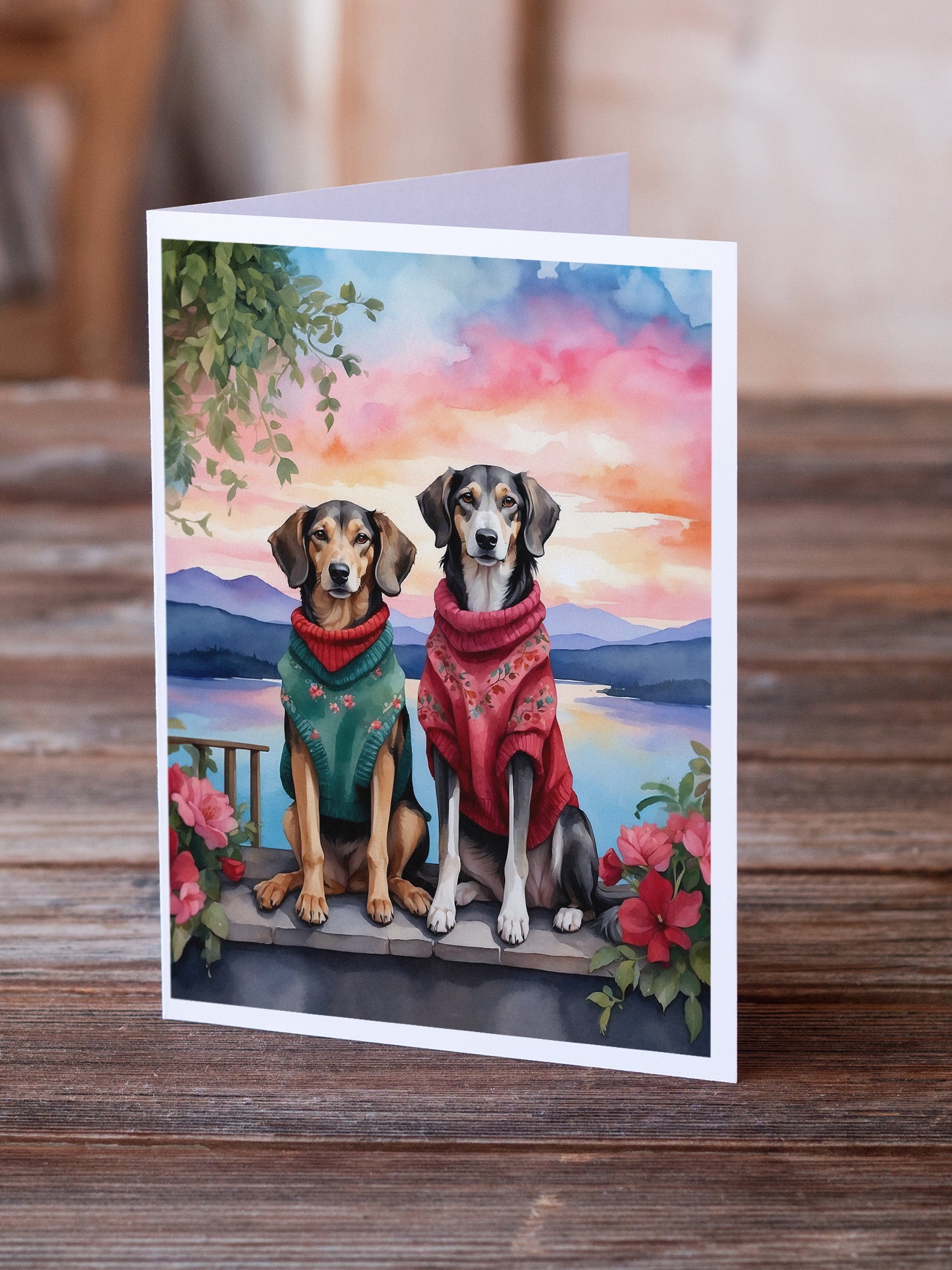 Buy this Saluki Two Hearts Greeting Cards Pack of 8