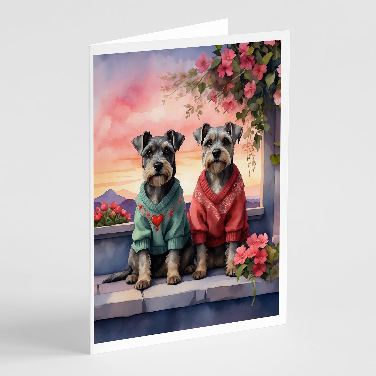 Buy this Schnauzer Two Hearts Greeting Cards Pack of 8